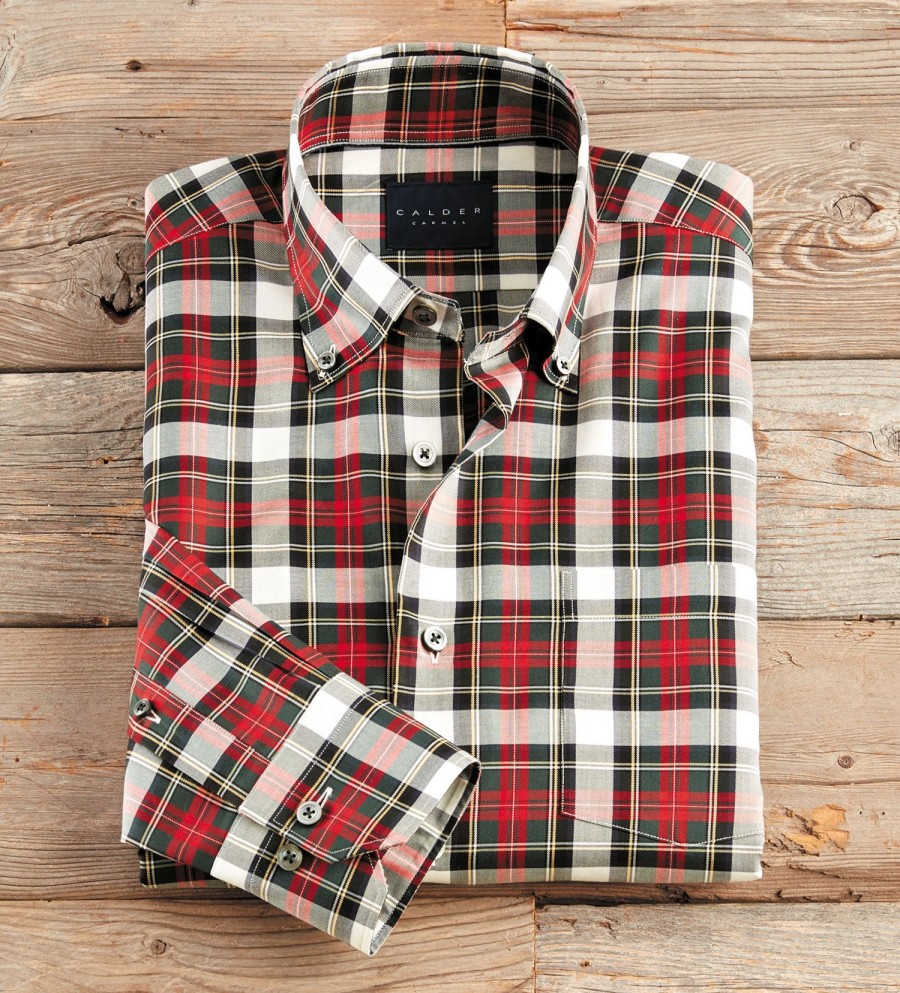 Calder Carmel Calder Carmel Long Sleeve Plaid Button Down Shirt Red/Black Clearance