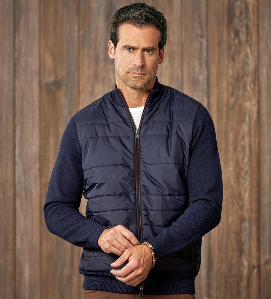 Patrick James Patrick James Quilted Sweater Jacket Navy New