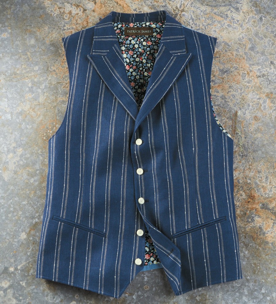 Patrick James Patrick James Stripe Vest Navy Online