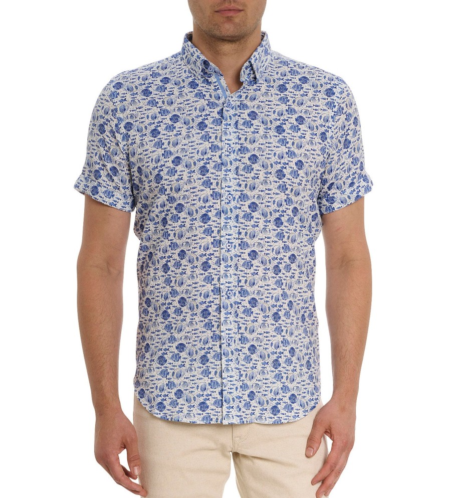 Robert Graham Robert Graham Short Sleeve Fenwick Woven Shirt Blue Wholesale