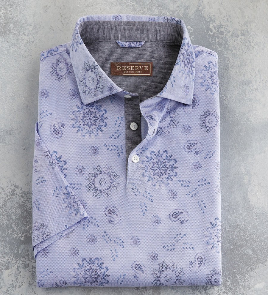 Reserve Reserve Bandana Print Polo Blue New