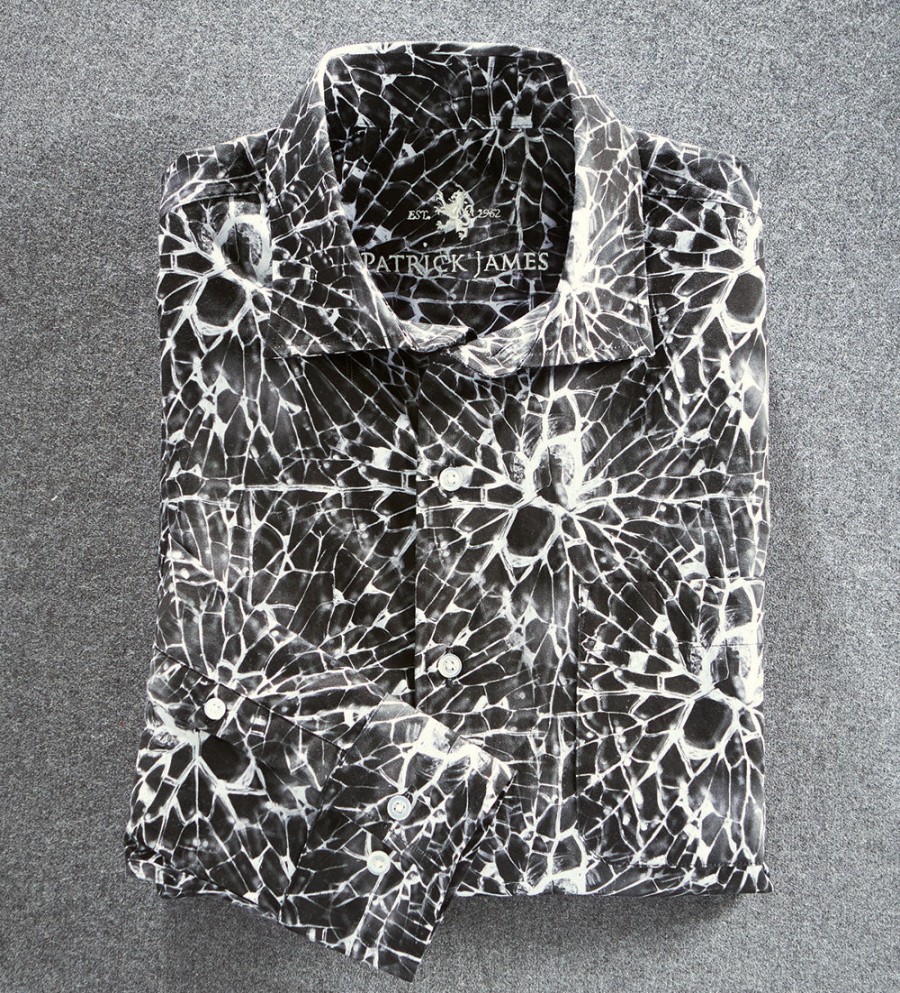 Patrick James Patrick James Shattered Glass Long Sleeve Sport Shirt Black Best