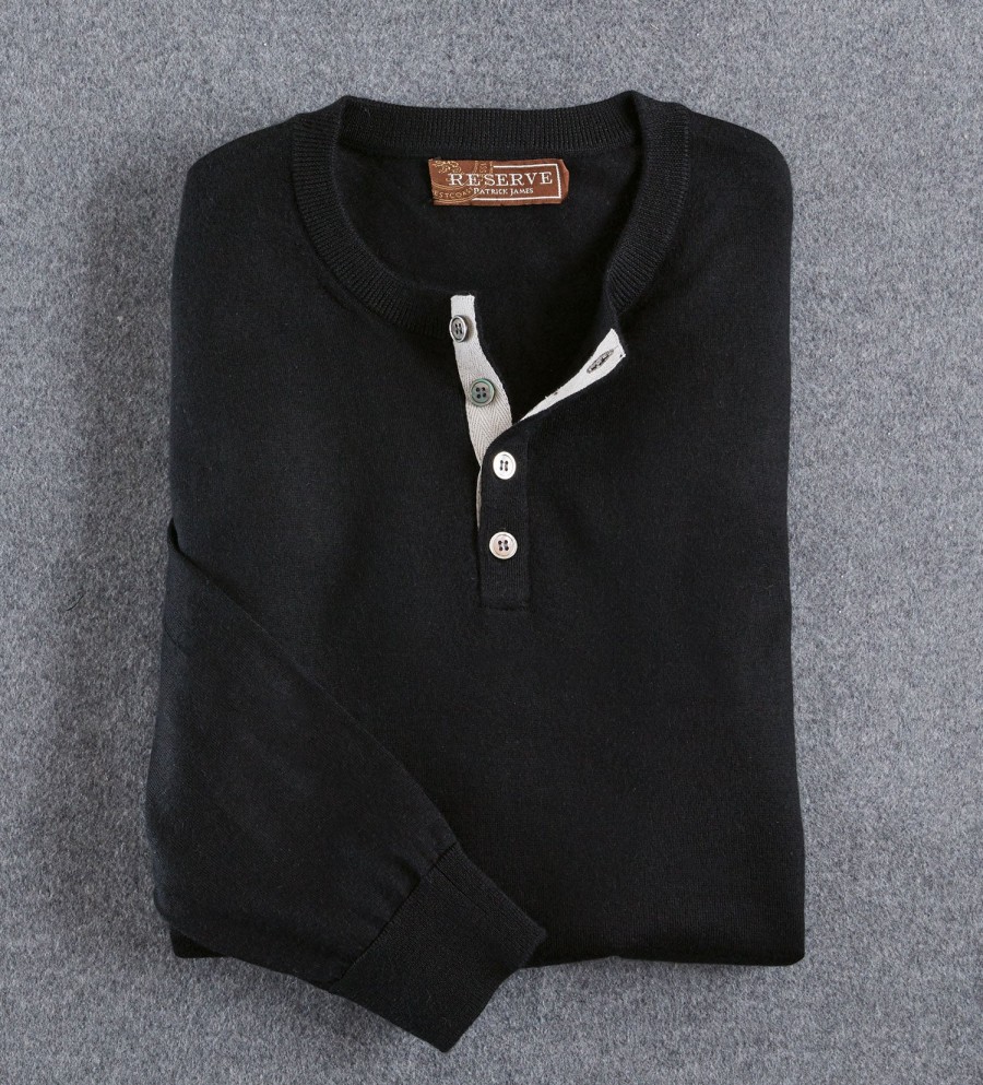 Reserve Reserve Cashmere Henley Sweater Black New