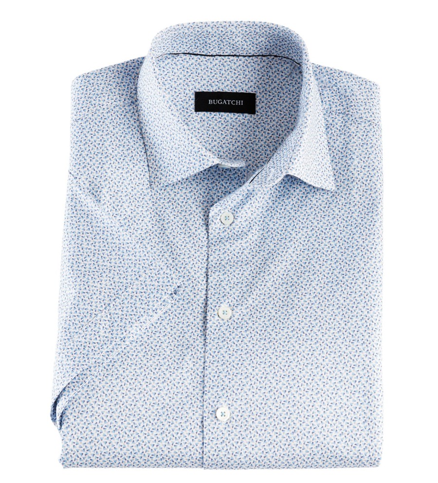 Bugatchi Bugatchi Triangle Mini Print Shirt Air Blue Clearance