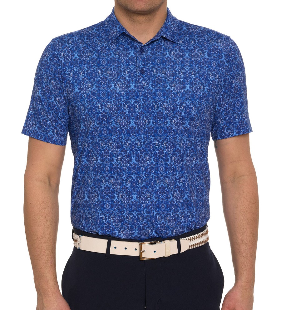 Robert Graham Robert Graham Short Sleeve Medallion Tiles Polo Navy Clearance