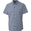 Cutter u0026 Buck Cutter & Buck Anchor Short Sleeve Stretch Gingham Sport Shirt Clearance