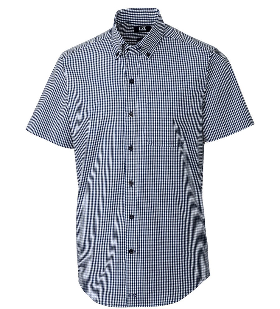 Cutter u0026 Buck Cutter & Buck Anchor Short Sleeve Stretch Gingham Sport Shirt Clearance