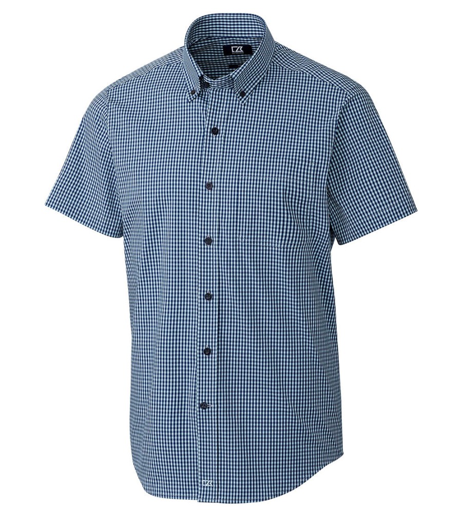 Cutter u0026 Buck Cutter & Buck Anchor Short Sleeve Stretch Gingham Sport Shirt Clearance