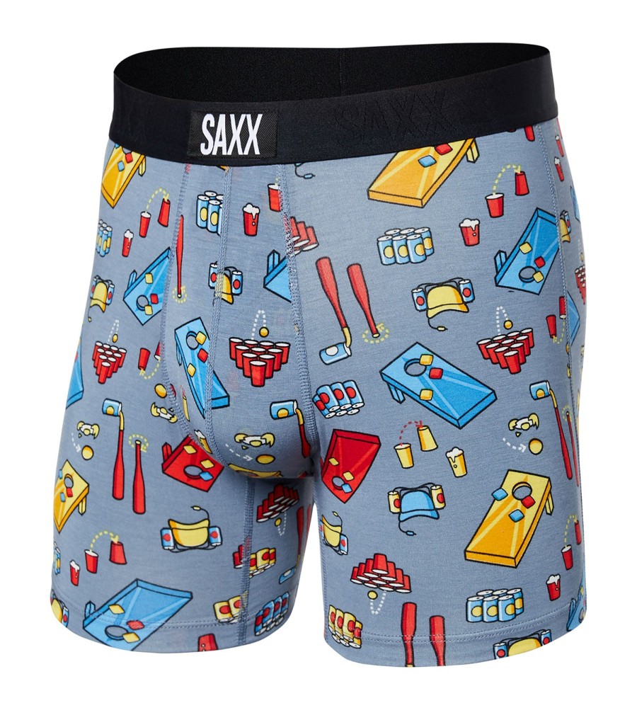 SAXX Saxx Beer Olympics Vibe Boxer Briefs Grey New