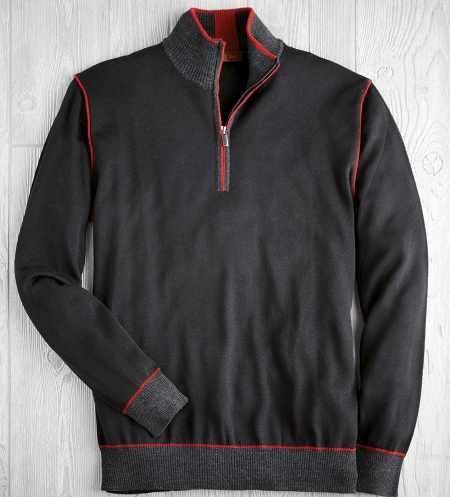 Patrick James Patrick James Quarter-Zip Sweater Black/Red Wholesale