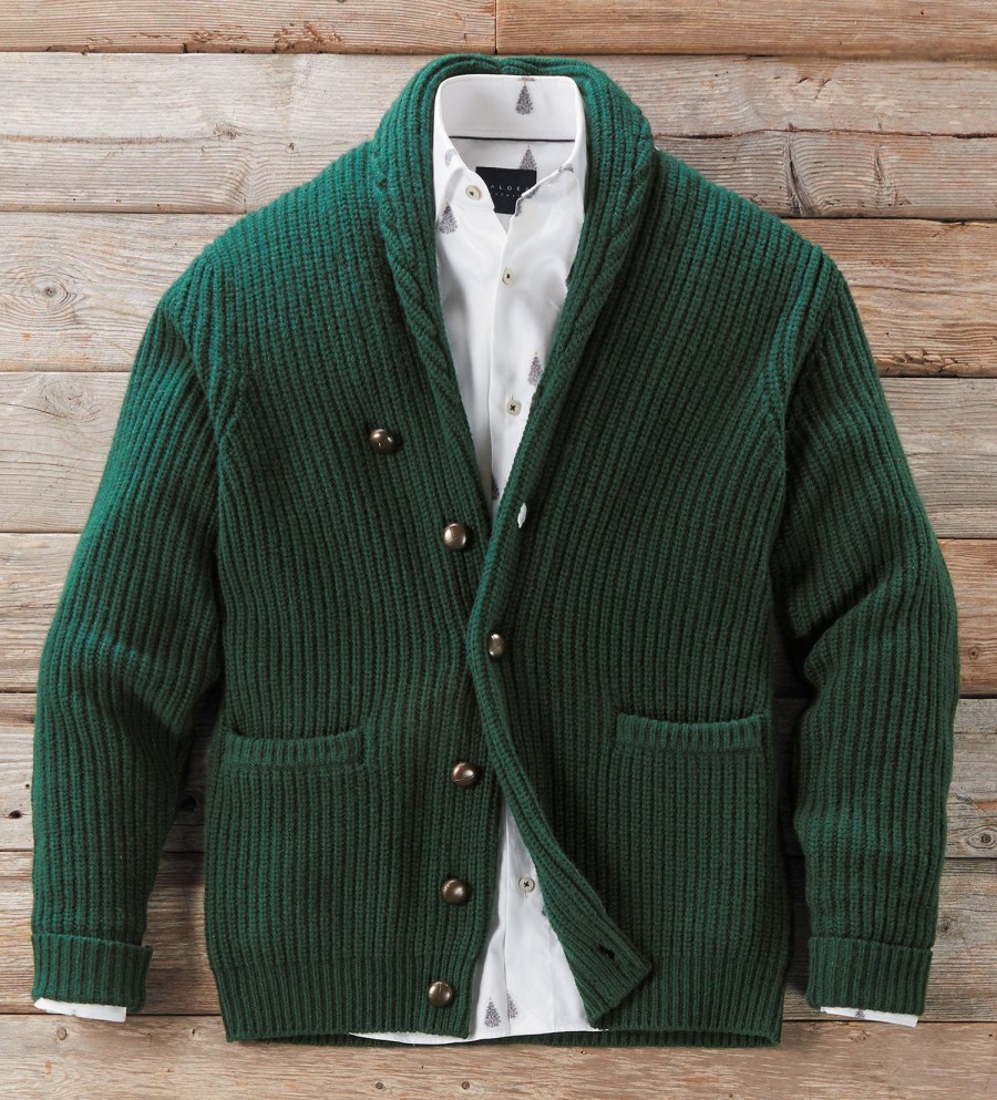 Reserve Reserve Usworth Cardistitch Shawl Sweater Tartan Green Hot