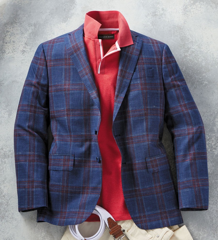 Patrick James Patrick James Plaid Sport Coat Navy/Red Wholesale ...