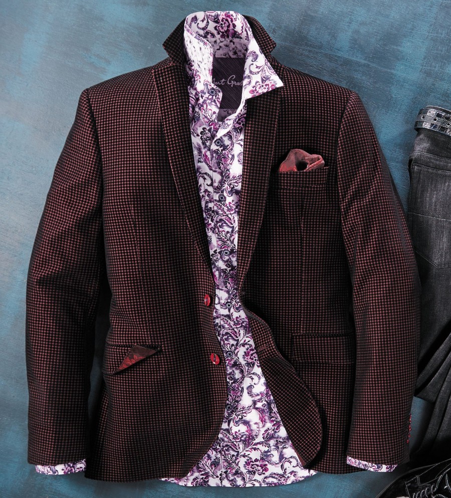 Robert Graham Robert Graham Chianti Neat Print Velvet Sport Coat Burgundy Online