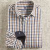 Patrick James Patrick James Check Long Sleeve Shirt White/Brown/Navy Clearance