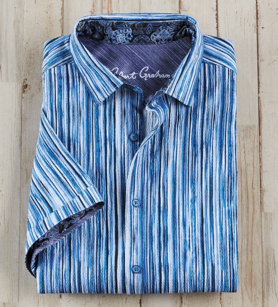 Robert Graham Robert Graham Flashback Seersucker Stripe Shirt Navy Wholesale