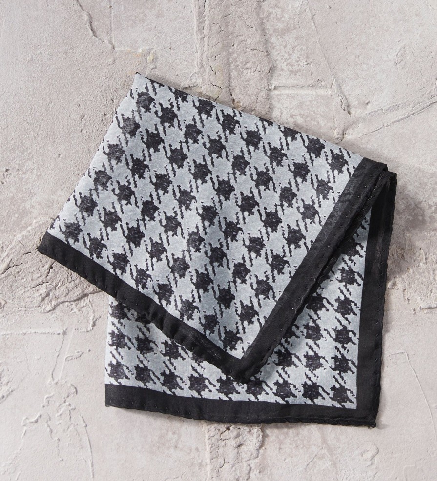 Patrick James Patrick James Houndstooth Pocket Square Black Grey Hot