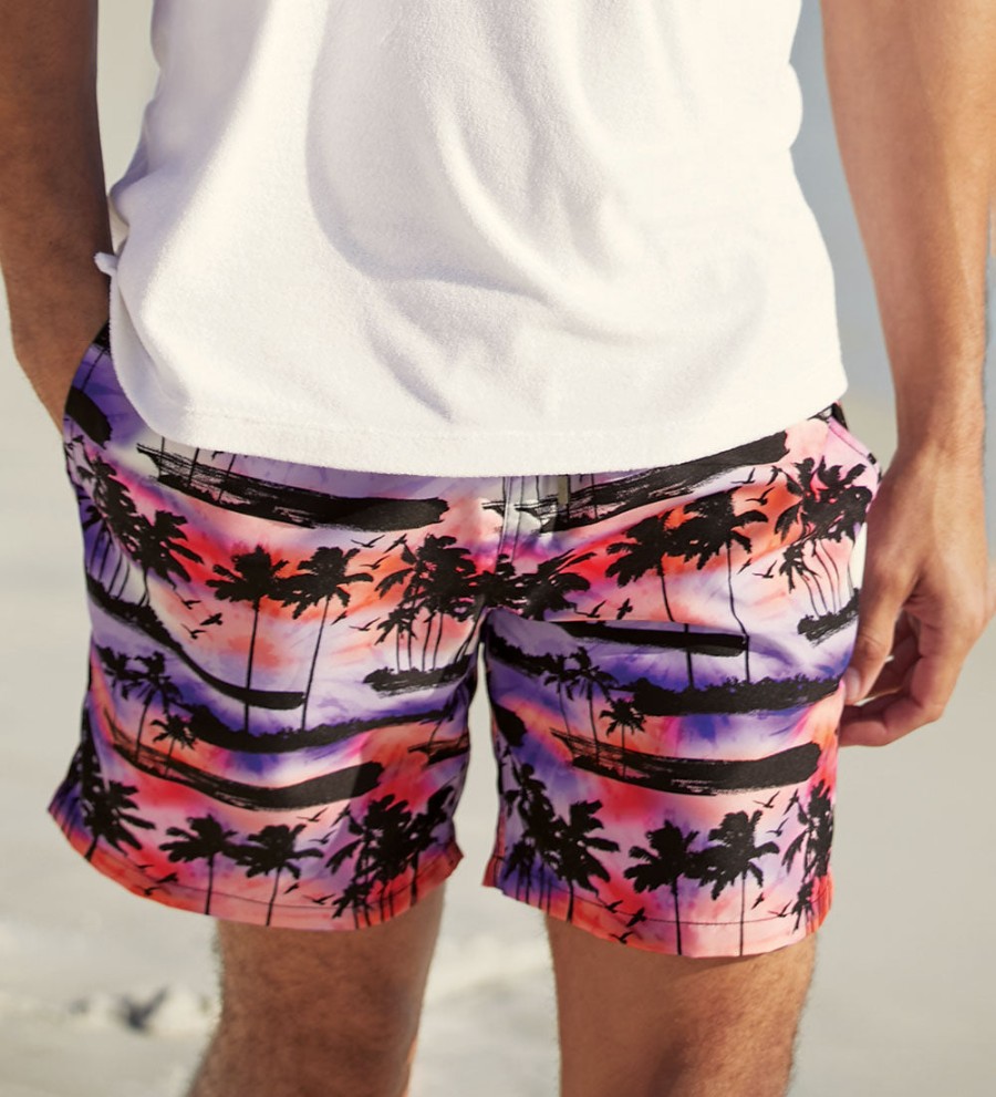 Bugatchi Bugatchi Tropical Sunset Swim Trunks Orchid Clearance