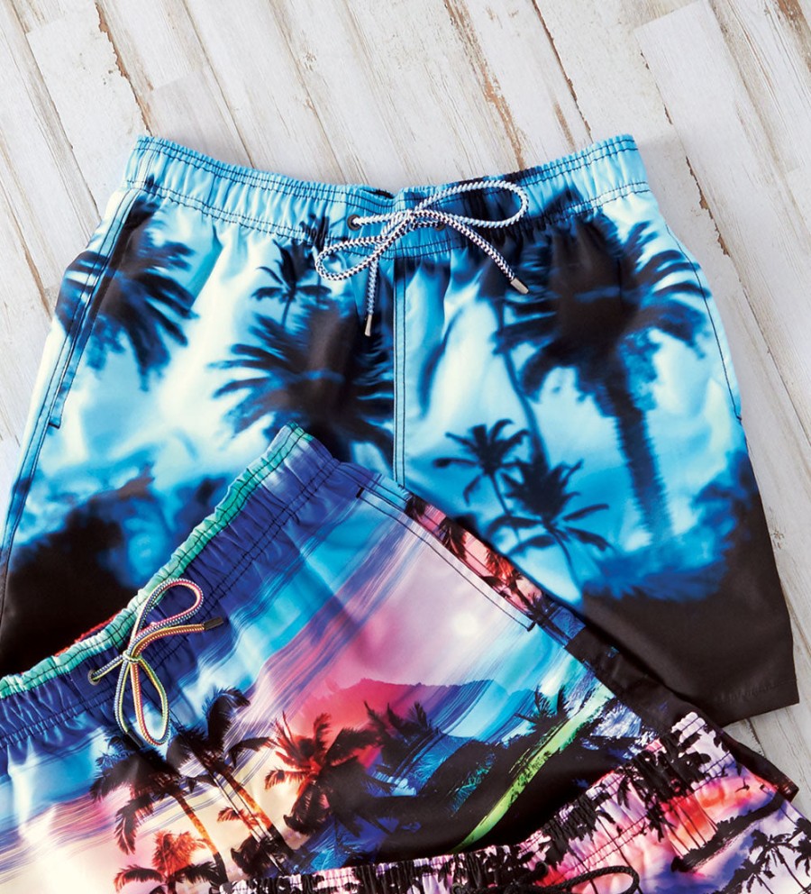 Bugatchi Bugatchi Stormy Palm Swim Trunks Navy Wholesale