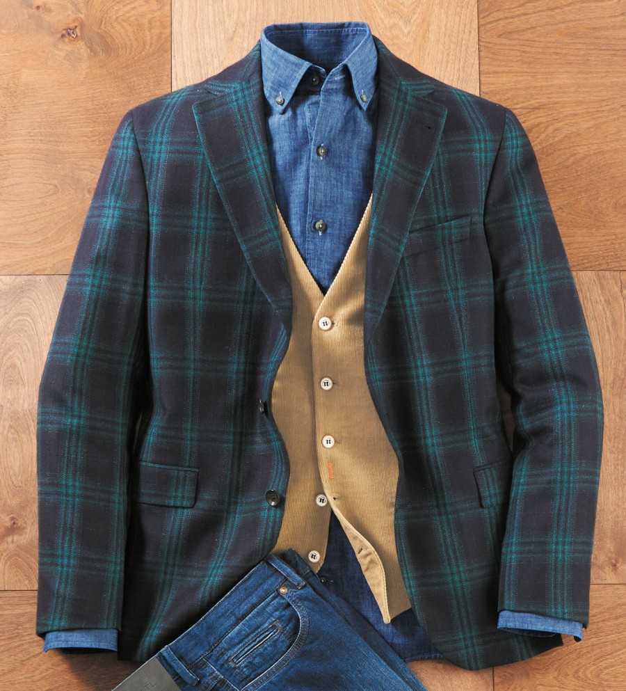 Reserve Reserve Plaid Sport Coat Navy/Green Best