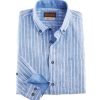 Patrick James Patrick James Long Sleeve Linen Stripe Shirt Blue/White Online