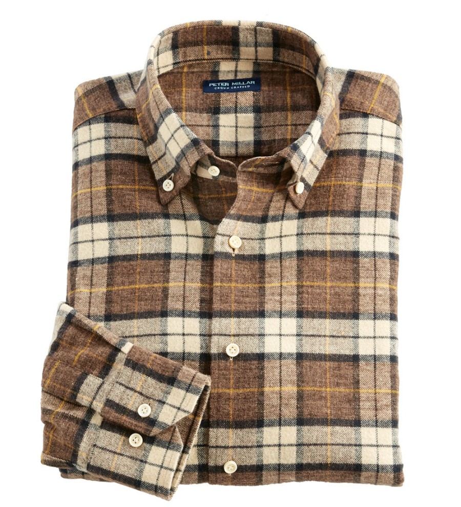 Peter Millar Peter Millar Long Sleeve Satoh Plaid Shirt Espresso Clearance