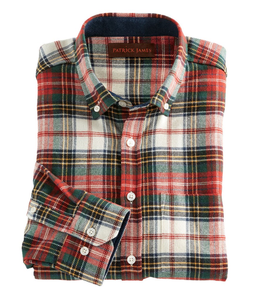 Patrick James Patrick James Plaid Flannel Long Sleeve Sport Shirt Red Wholesale