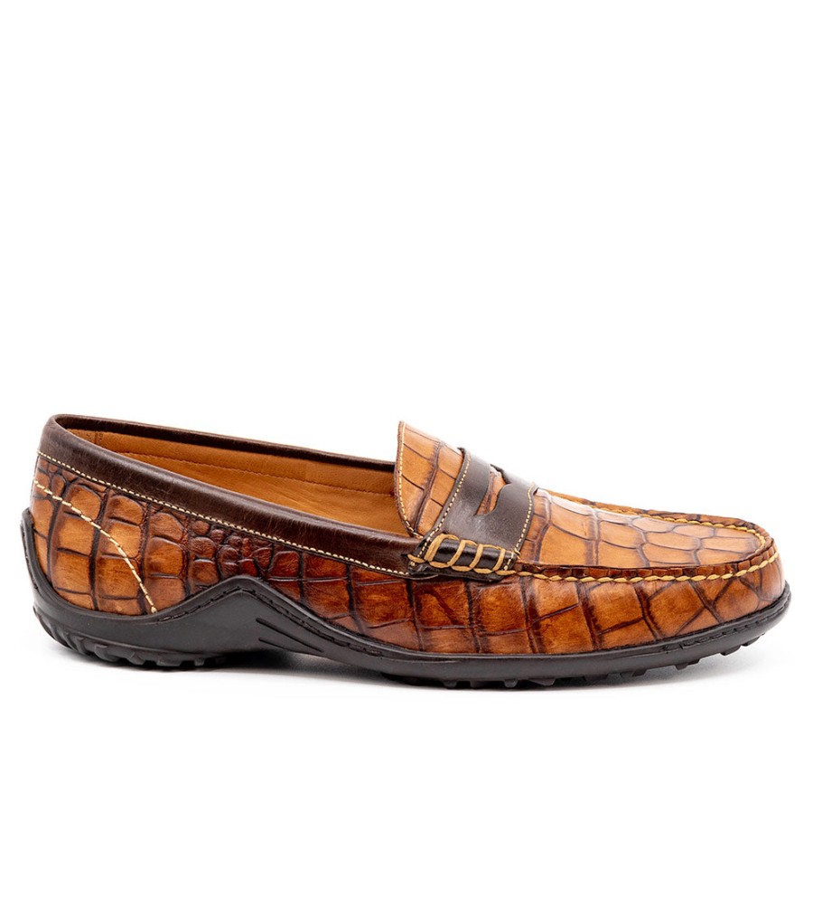 Martin Dingman Martin Dingman Bill Alligator-Grain Loafers Chestnut Best