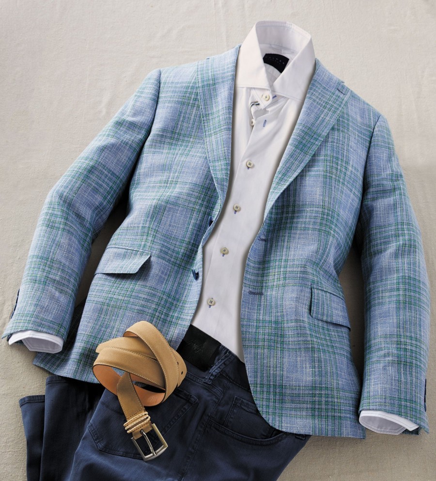 Patrick James Patrick James Plaid Sport Coat Blue/Green New