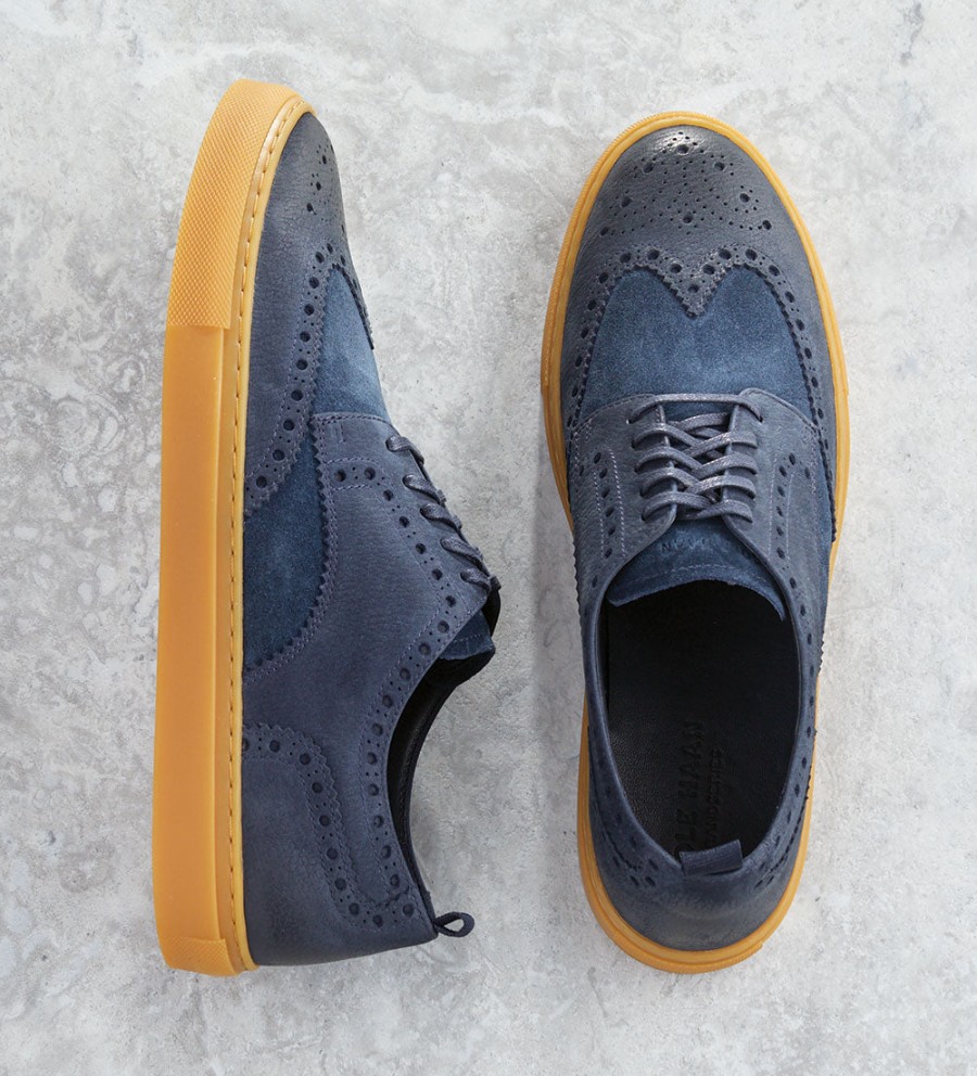 Cole Haan Cole Haan Nubuck Wingtip Sneakers Blue Nights Clearance