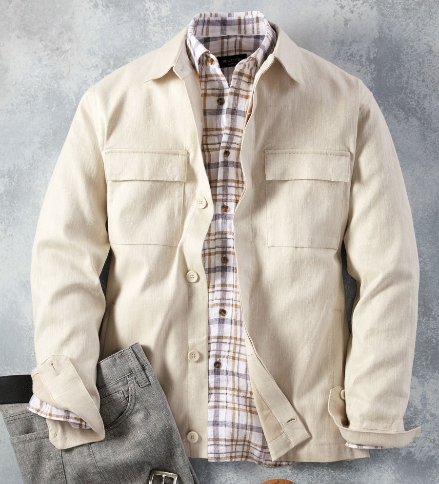 Bugatchi Bugatchi Shirt Jacket Stone Best