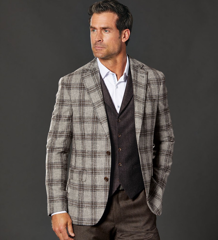 Reserve Reserve Plaid Sport Coat Grey Brown Hot